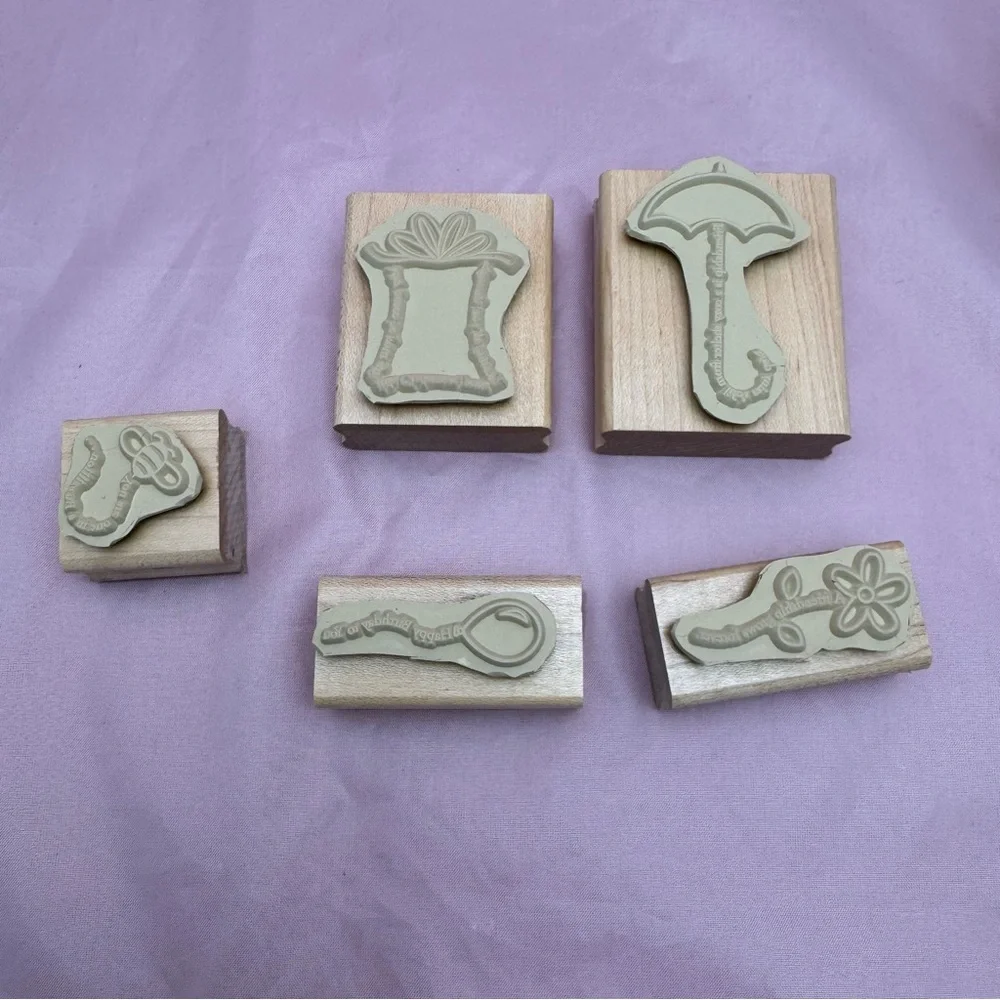 Stampin’ Up! 2002 The Fine Print 5pc Rubber Stamp Set Retired 🌸